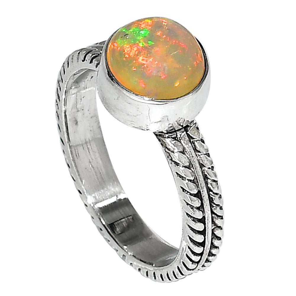 Ethiopian Opal 925 Sterling Silver Ring Jewelry Size-14 SR01093