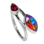 Kingman Orange Dahlia Turquoise and Garnet 925 Sterling Silver Ring Jewelry Size-17 SR01094