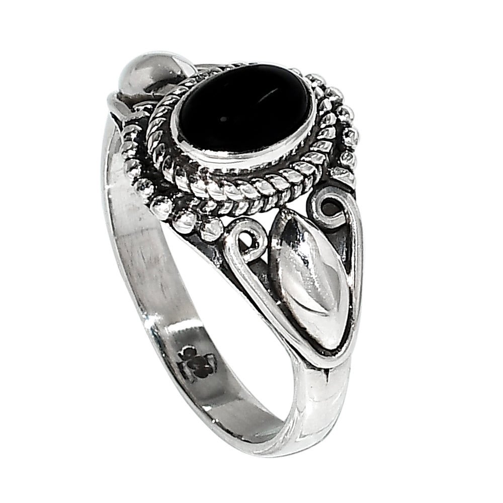 Black Onyx 925 Sterling Silver Ring Jewelry Size-16 SR01096