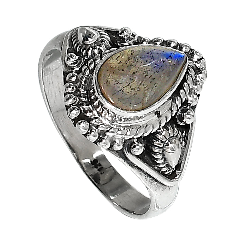 Blue Labradorite 925 Sterling Silver Ring Jewelry Size-14 SR01097