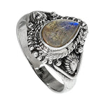 Blue Labradorite 925 Sterling Silver Ring Jewelry Size-14 SR01097