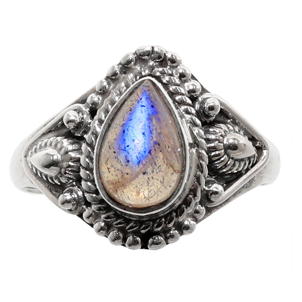 Blue Labradorite 925 Sterling Silver Ring Jewelry Size-14 SR01097