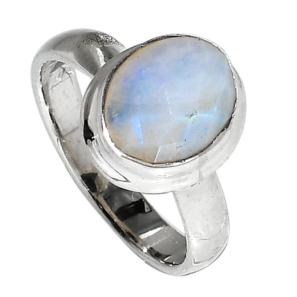 Rainbow Moonstone Checker 925 Sterling Silver Ring Jewelry Size-12 SR01100