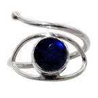 Adjustable Eye - Blue Labradorite 925 Sterling Silver Ring Jewelry Size-17 SR01101