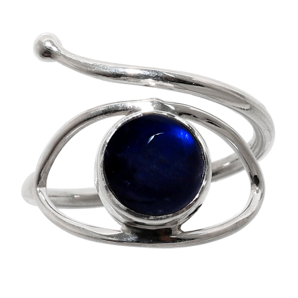 Adjustable Eye - Blue Labradorite 925 Sterling Silver Ring Jewelry Size-17 SR01101
