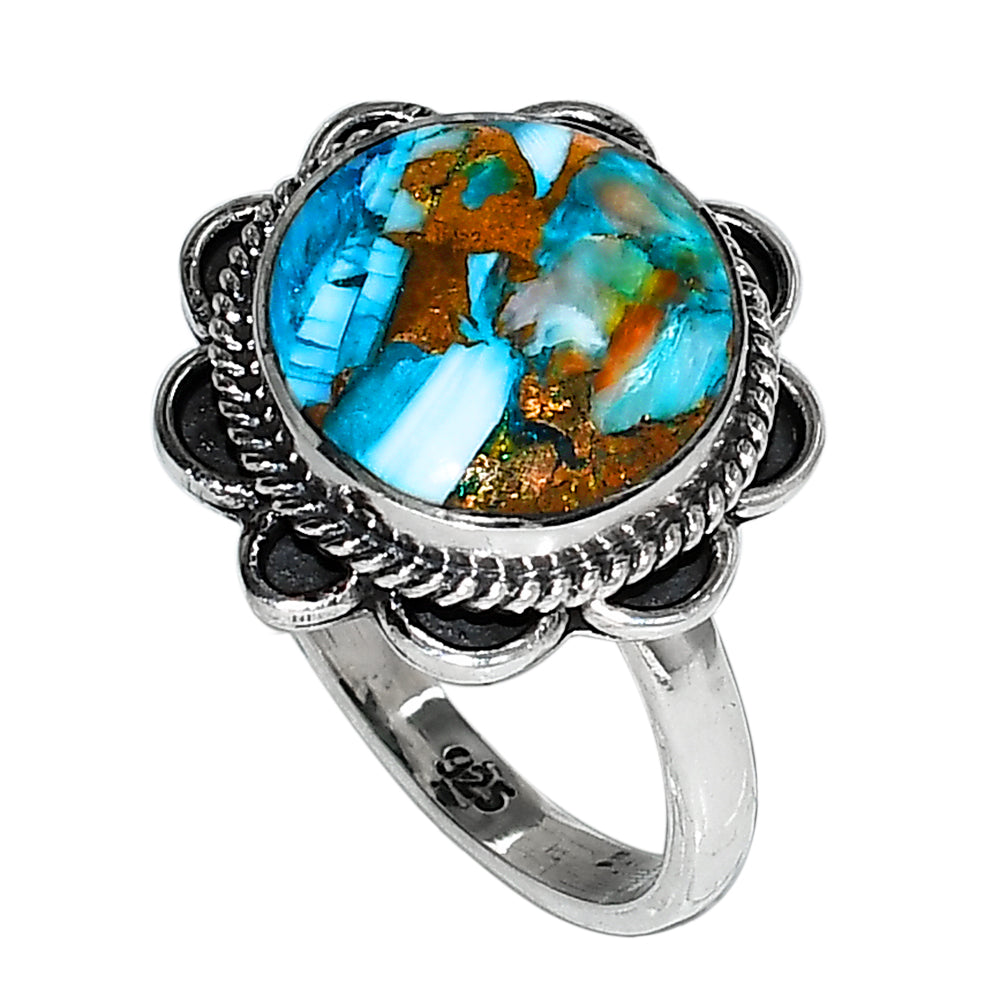 Spiny Oyster Turquoise 925 Sterling Silver Ring Jewelry Size-17 SR01104