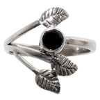 Leaf - Black Onyx 925 Sterling Silver Ring Jewelry Size-21 SR01106