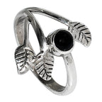 Leaf - Black Onyx 925 Sterling Silver Ring Jewelry Size-21 SR01106