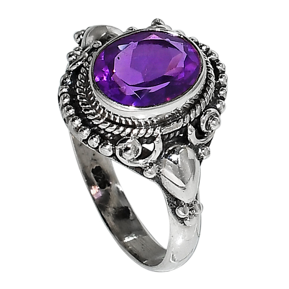 Amethyst 925 Sterling Silver Ring Jewelry Size-17 SR01108