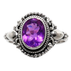 Amethyst 925 Sterling Silver Ring Jewelry Size-17 SR01108