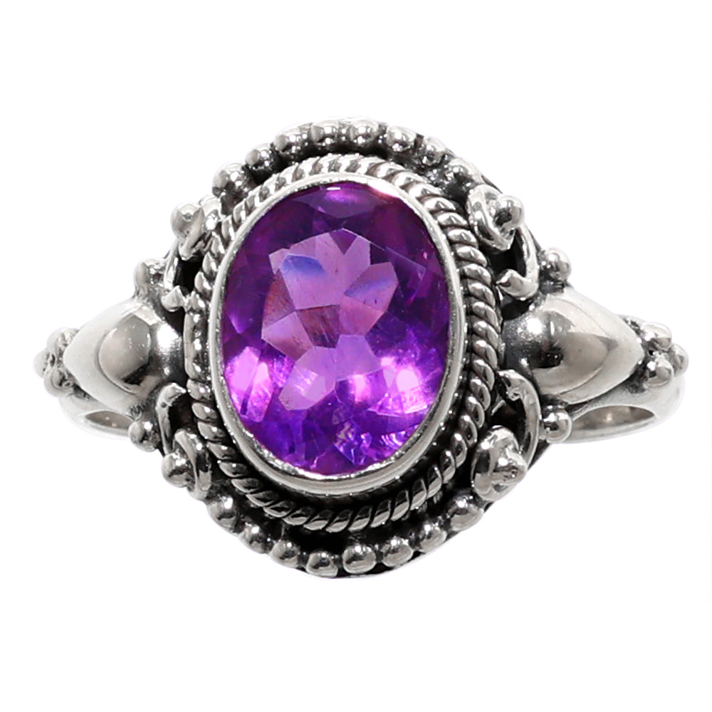 Amethyst 925 Sterling Silver Ring Jewelry Size-17 SR01108