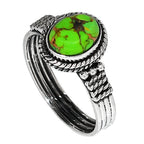 Copper Green Turquoise 925 Sterling Silver Ring Jewelry Size-20 SR01110
