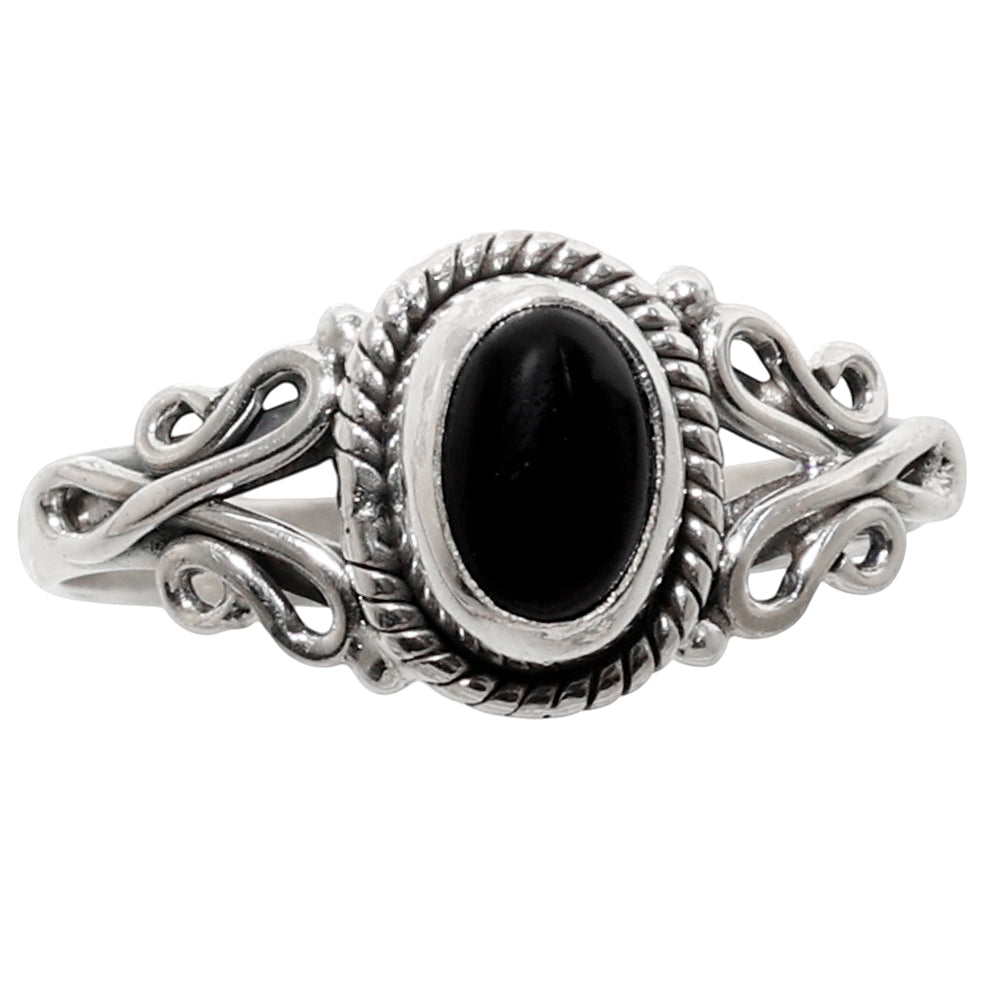 Black Onyx 925 Sterling Silver Ring Jewelry Size-17 SR01111
