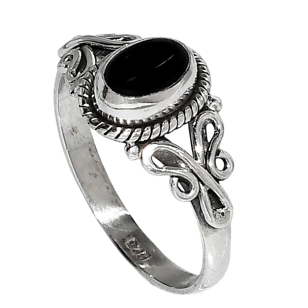 Black Onyx 925 Sterling Silver Ring Jewelry Size-17 SR01111
