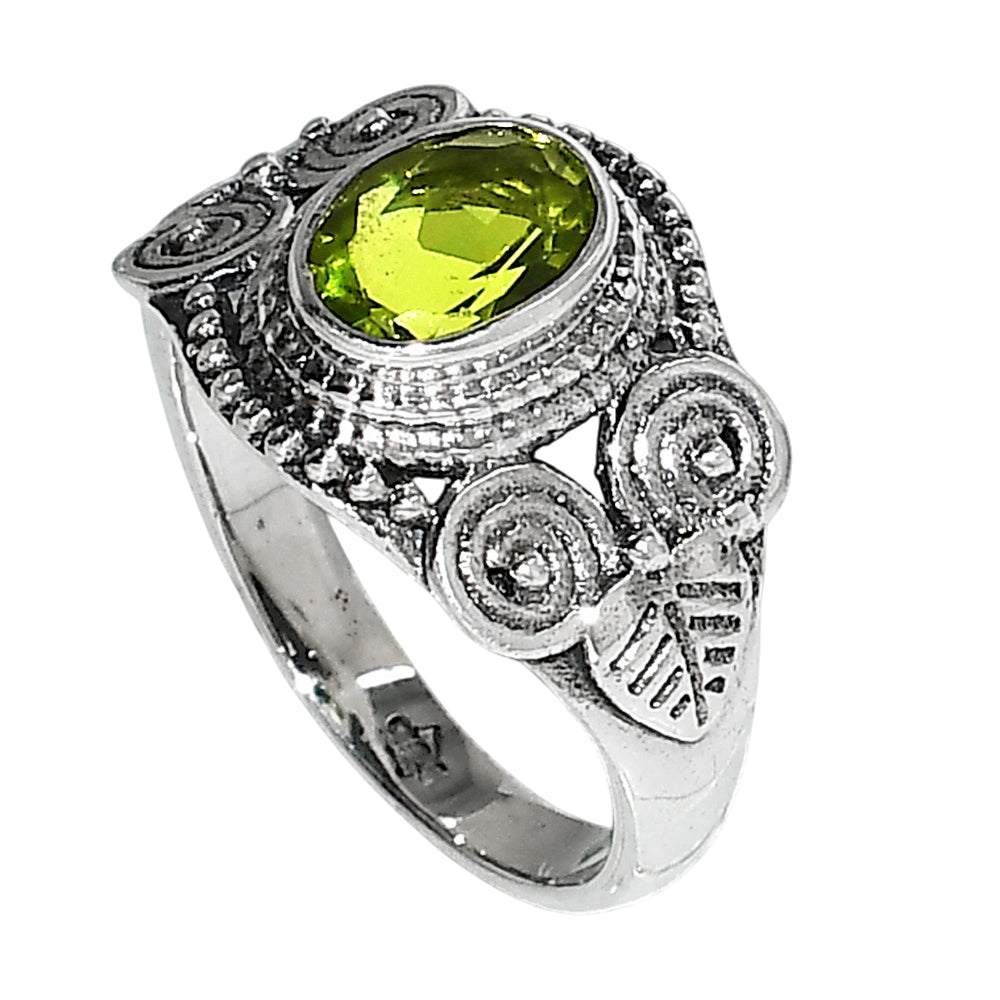 Peridot 925 Sterling Silver Ring Jewelry Size-9 SR01112