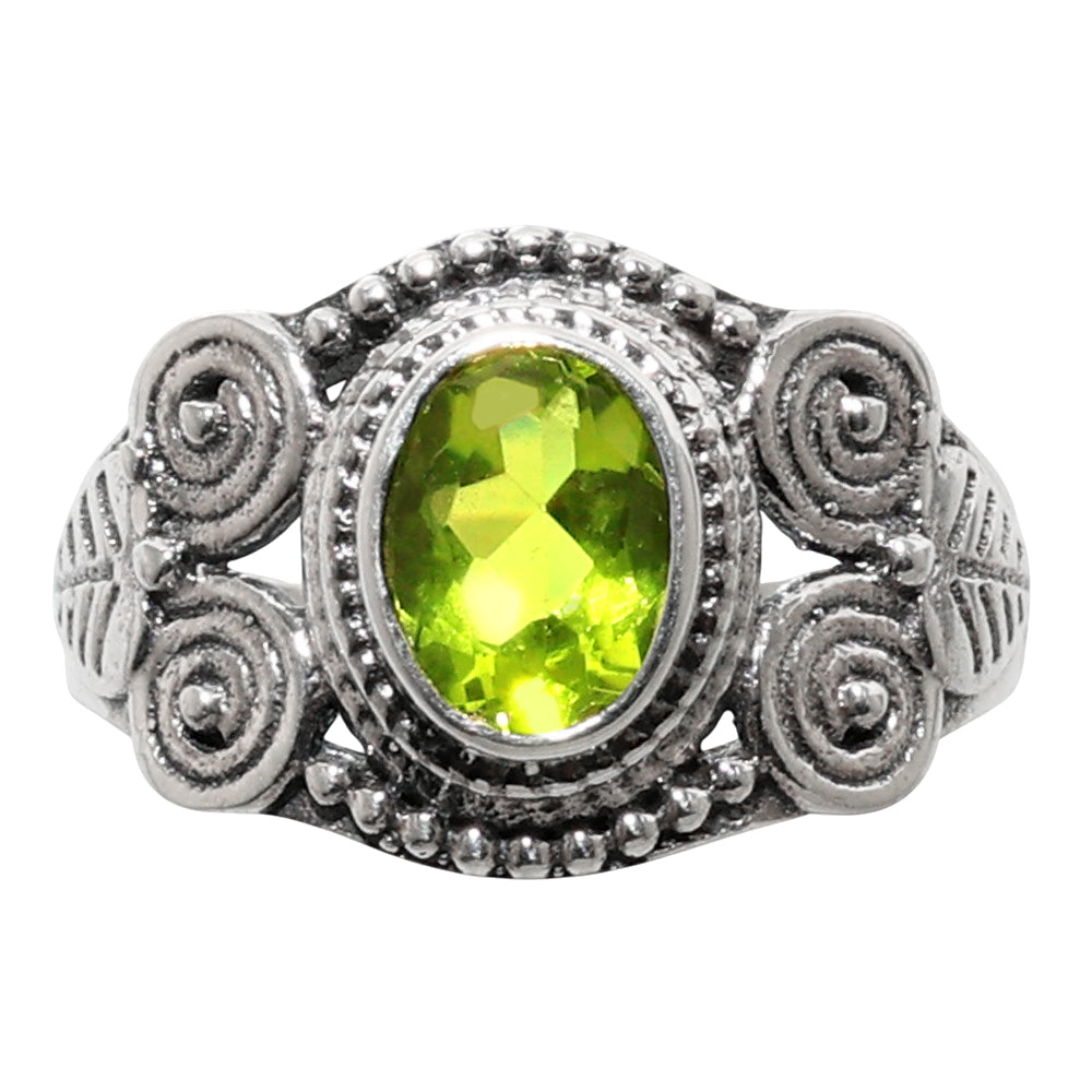 Peridot 925 Sterling Silver Ring Jewelry Size-9 SR01112