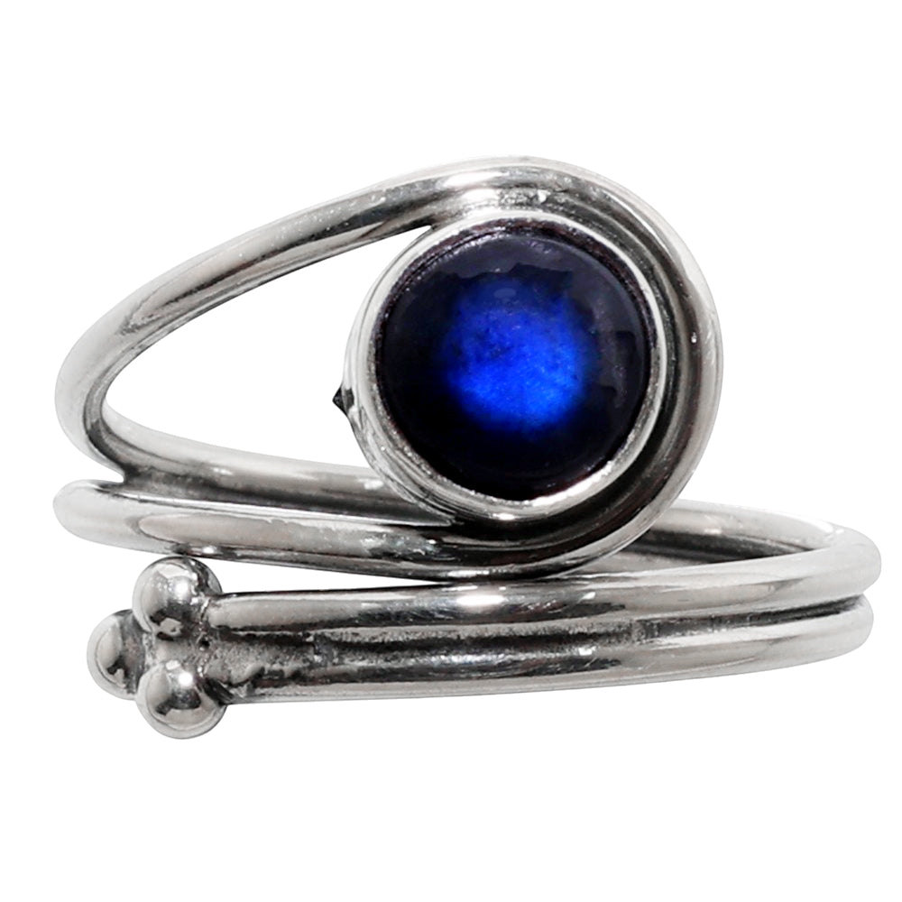 Blue Labradorite 925 Sterling Silver Ring Jewelry Size-17 SR01113