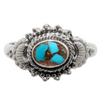Copper Blue Turquoise 925 Sterling Silver Ring Jewelry Size-16 SR01114