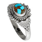 Copper Blue Turquoise 925 Sterling Silver Ring Jewelry Size-16 SR01114