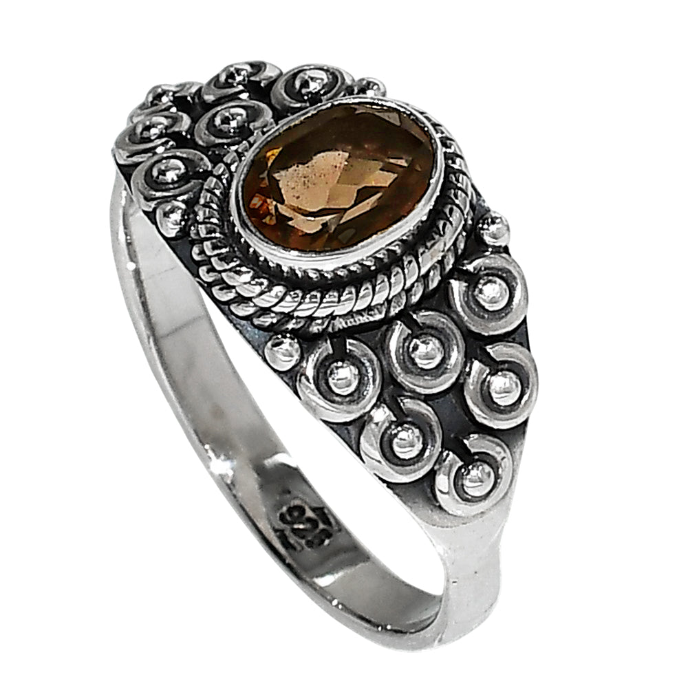 Smoky Quartz 925 Sterling Silver Ring Jewelry Size-20 SR01115