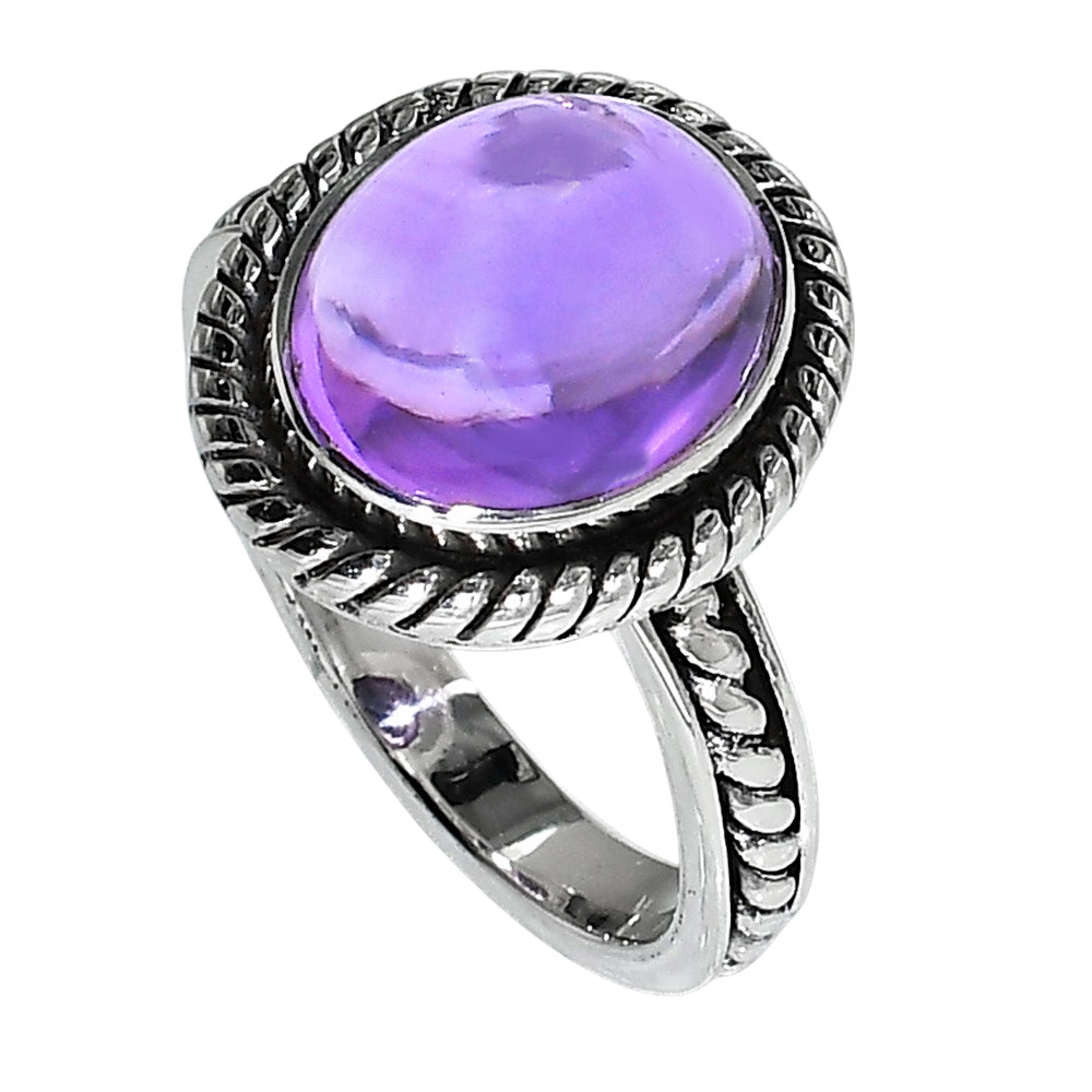 Amethyst Cab 925 Sterling Silver Ring Jewelry Size-14 SR01117