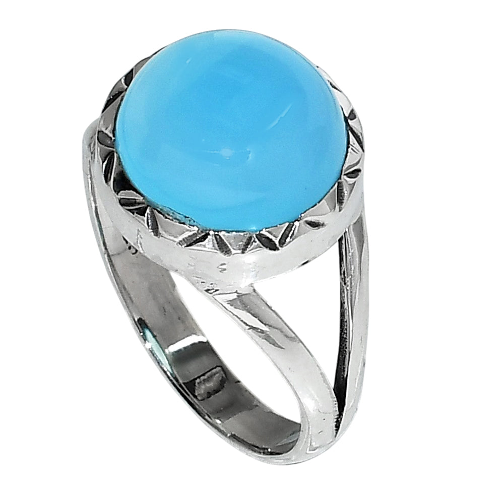Blue Chalcedony 925 Sterling Silver Ring Jewelry Size-17 SR01118