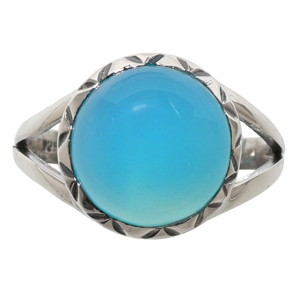 Blue Chalcedony 925 Sterling Silver Ring Jewelry Size-17 SR01118