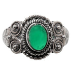 Green Onyx 925 Sterling Silver Ring Jewelry Size-14 SR01121