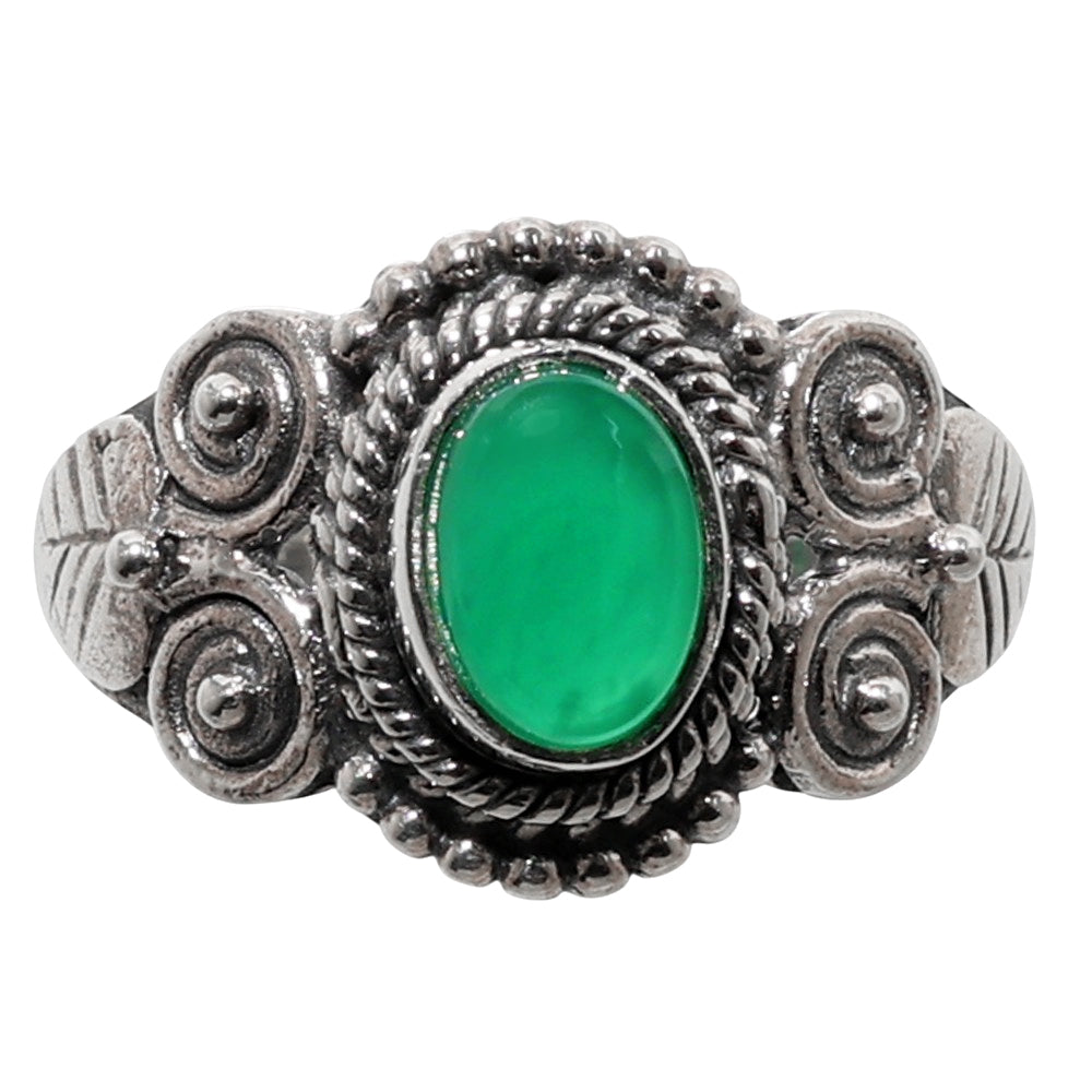 Green Onyx 925 Sterling Silver Ring Jewelry Size-14 SR01121