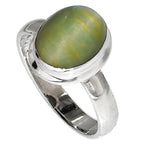 Genuine Cats Eye 925 Sterling Silver Ring Jewelry Size-17 SR01122