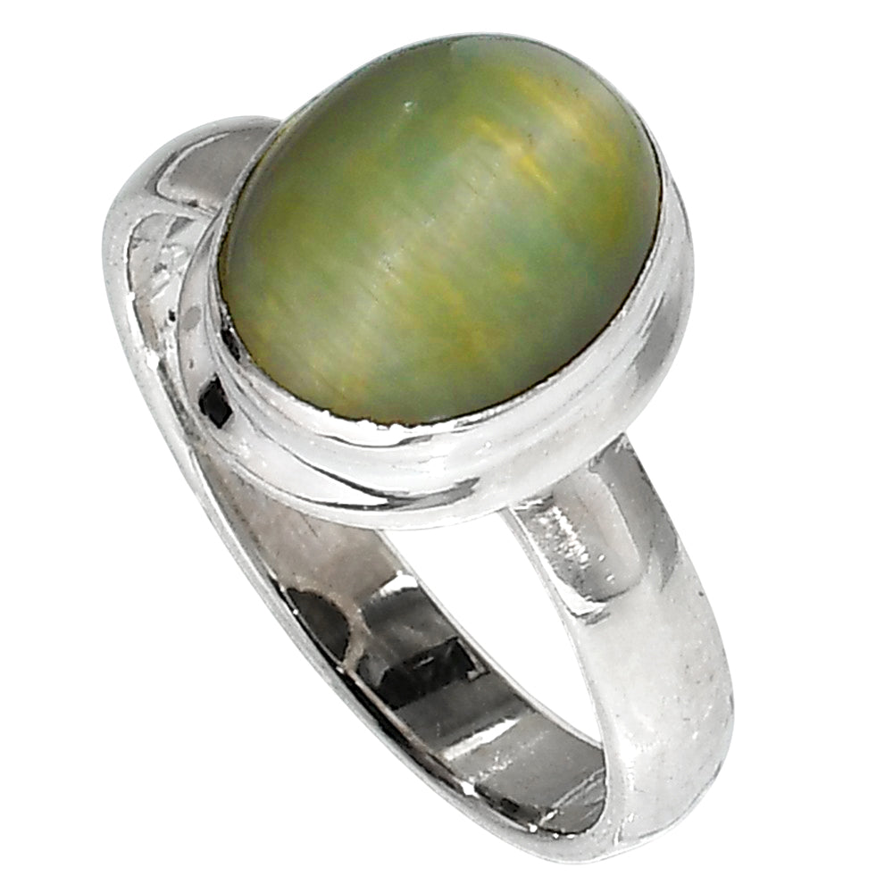 Genuine Cats Eye 925 Sterling Silver Ring Jewelry Size-17 SR01122