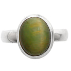 Genuine Cats Eye 925 Sterling Silver Ring Jewelry Size-17 SR01122