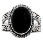 Black Onyx 925 Sterling Silver Ring Jewelry Size-18 SR01123