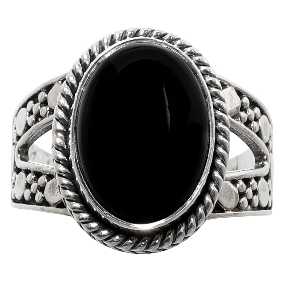 Black Onyx 925 Sterling Silver Ring Jewelry Size-18 SR01123