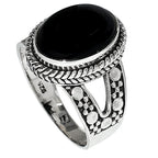 Black Onyx 925 Sterling Silver Ring Jewelry Size-18 SR01123