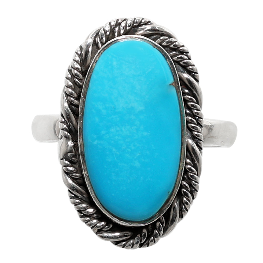 Sleeping Beauty Turquoise 925 Sterling Silver Ring Jewelry Size-14 SR01124