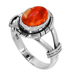 Kingman Orange Dahlia Turquoise 925 Sterling Silver Ring Jewelry Size-14 SR01125