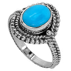 Sleeping Beauty Turquoise 925 Sterling Silver Ring Jewelry Size-10 SR01127