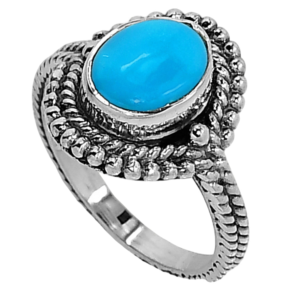 Sleeping Beauty Turquoise 925 Sterling Silver Ring Jewelry Size-10 SR01127