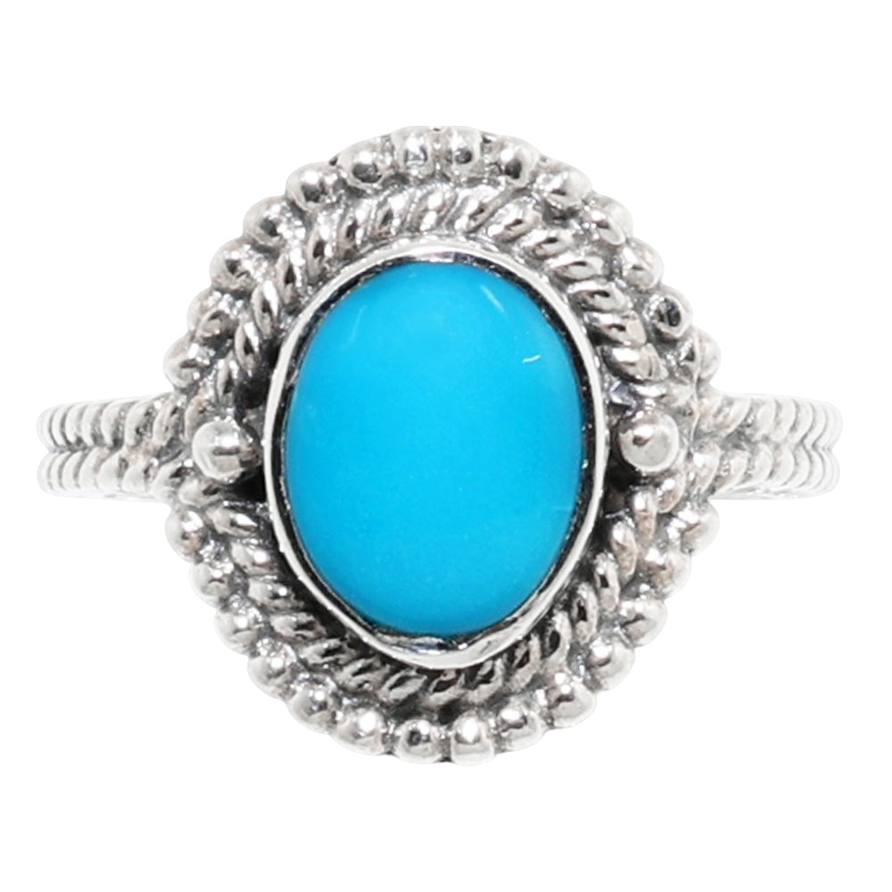 Sleeping Beauty Turquoise 925 Sterling Silver Ring Jewelry Size-10 SR01127
