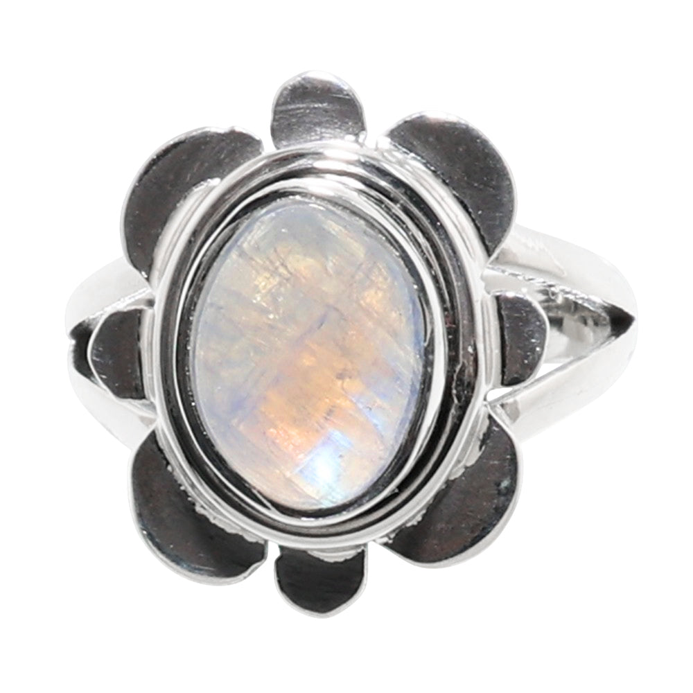 Rainbow Moonstone 925 Sterling Silver Ring Jewelry Size-10 SR01128