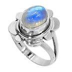 Rainbow Moonstone 925 Sterling Silver Ring Jewelry Size-10 SR01128
