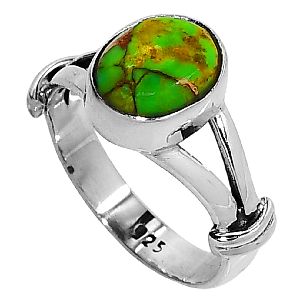 Copper Green Turquoise 925 Sterling Silver Ring Jewelry Size-13 SR01129