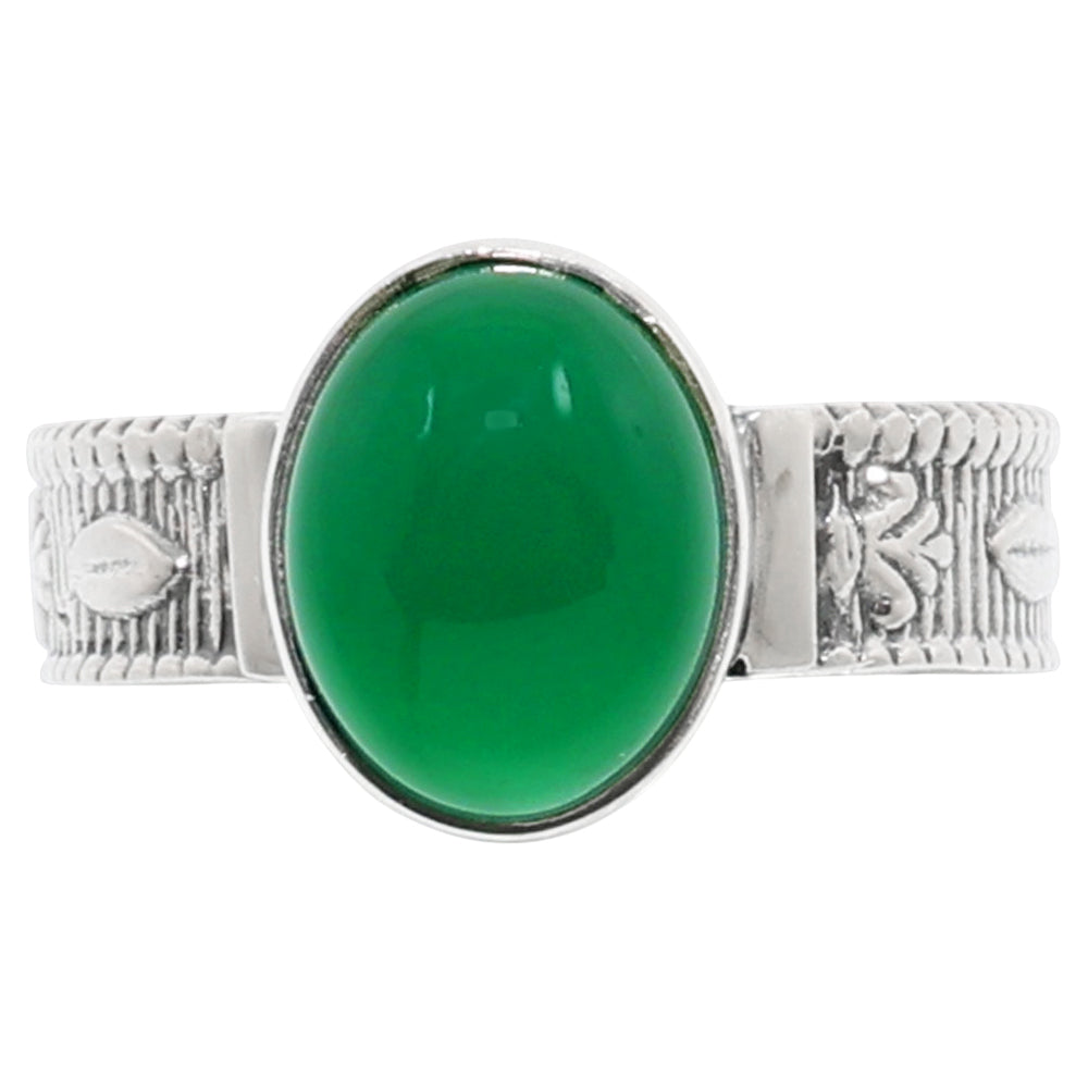 Green Onyx 925 Sterling Silver Ring Jewelry Size-14 SR01133