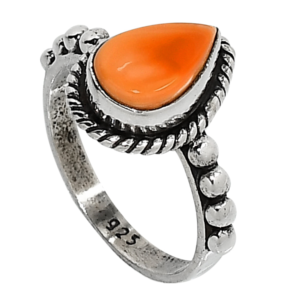 Natural Spiny Oyster Shell 925 Sterling Silver Ring Jewelry Size-13 SR01135
