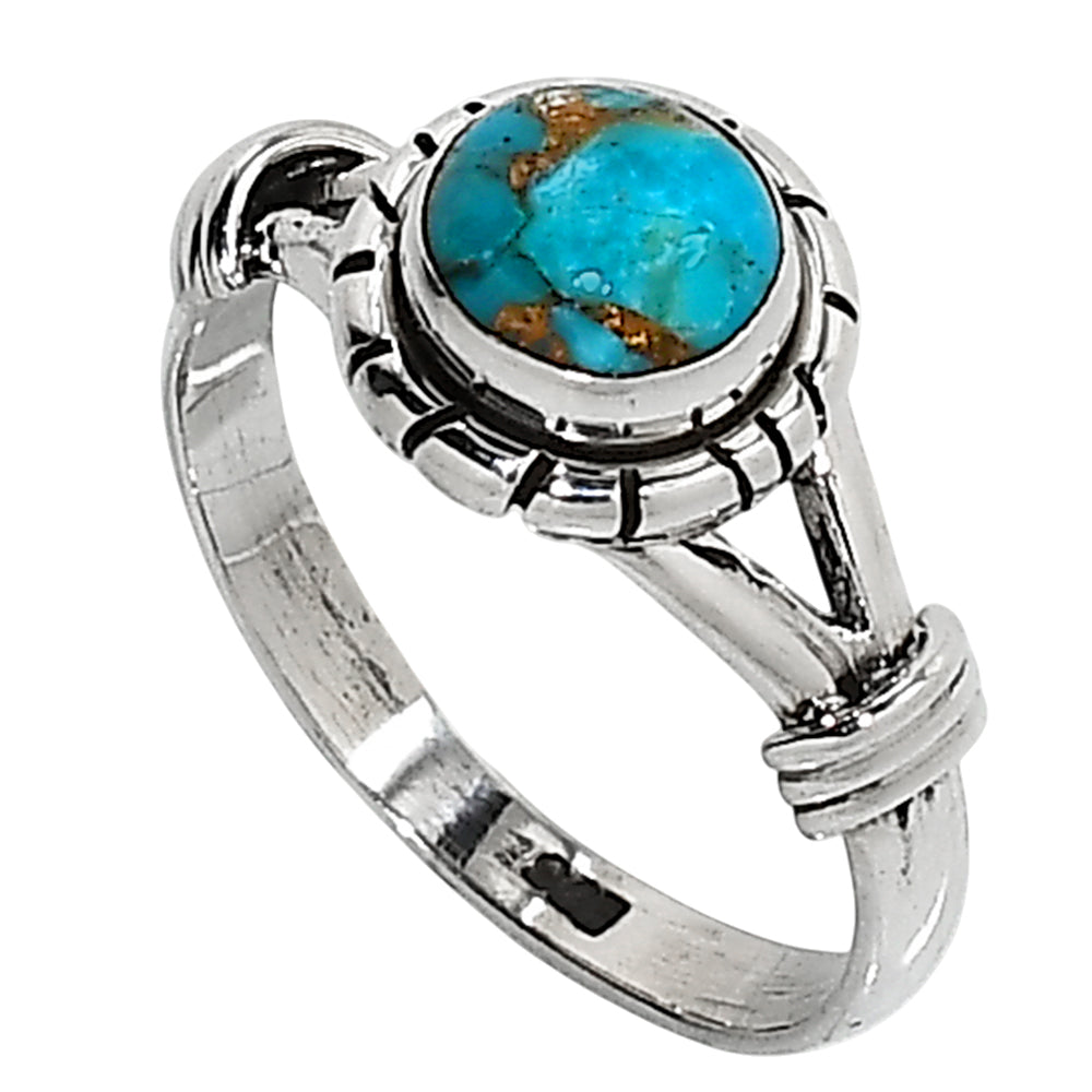Copper Blue Turquoise 925 Sterling Silver Ring Jewelry Size-12 SR01136