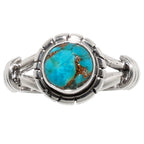 Copper Blue Turquoise 925 Sterling Silver Ring Jewelry Size-12 SR01136