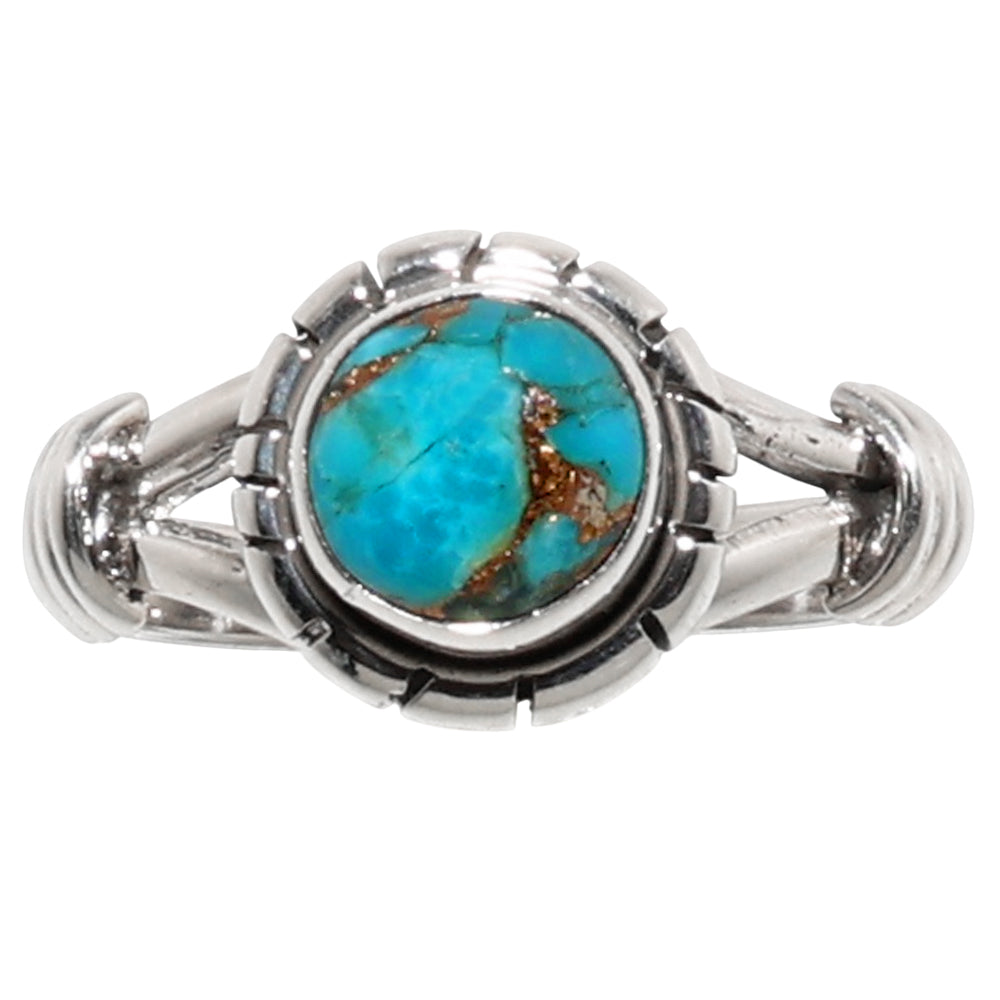 Copper Blue Turquoise 925 Sterling Silver Ring Jewelry Size-12 SR01136