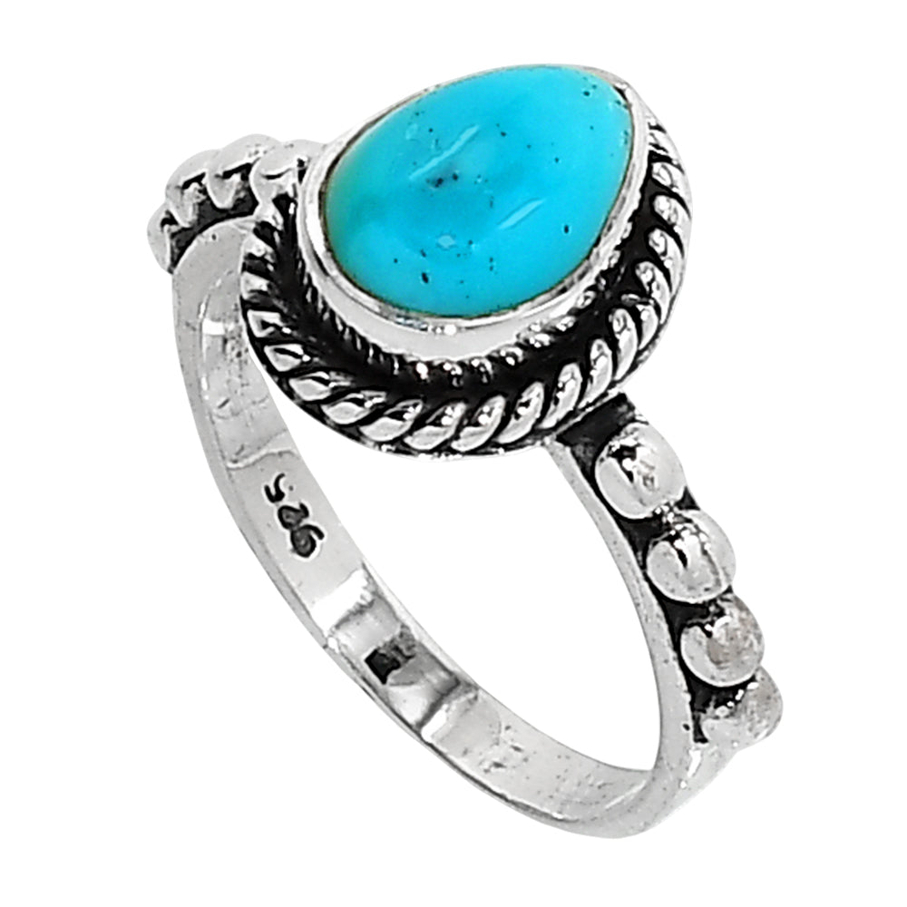 Sleeping Beauty Turquoise 925 Sterling Silver Ring Jewelry Size-9 SR01137