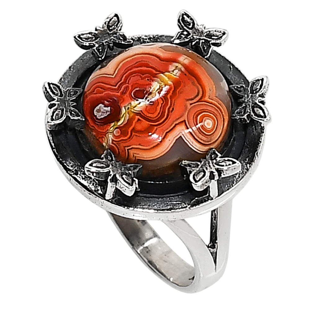 Butterfly - Laguna Lace Agate 925 Sterling Silver Ring Jewelry Size-13 SR01145